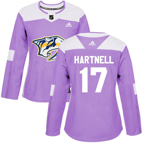 Adidas Predators #17 Scott Hartnell Purple Authentic Fights Cancer Women's Stitched NHL Jersey